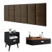 Kit Quarto Penteadeira Suspensa Gloss Preto-Freijó Mesinha Lateral Estilo Preto Cabeceira Cama Box Casal Bia 1.40 Marrom Suede - RPM Móveis