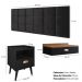 Kit Quarto Penteadeira Suspensa Gloss Preto-Freijó Mesinha Lateral Estilo Preto Cabeceira Cama Box Casal Bia 1.40 Preto Suede - RPM Móveis