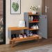 Kit Quarto Sapateira Shoes Banquinho Pés Madeira Rack Suspenso Home Decor Sala Decoração Casa Cinza/Cinamomo - RPM Móveis