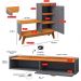 Kit Quarto Sapateira Shoes Banquinho Pés Madeira Rack Suspenso Home Decor Sala Decoração Casa Cinza/Cinamomo - RPM Móveis