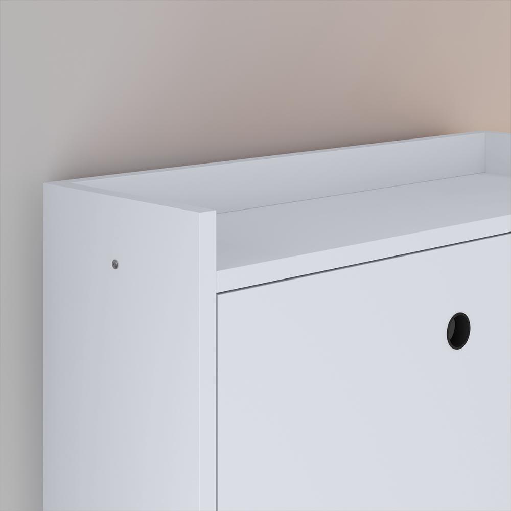 Kit Quarto Sapateira Vertical 3 Gavetas Basculantes Dark Branco e Mesinha Lateral Pequena Nicho Organizador Dream Preto/Cinamomo – RPM