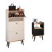 Kit Quarto Sapateira Vertical 3 Gavetas Basculantes Dark Off White/Cinamomo e Mesinha Lateral Pequena Nicho Organizador Dream Preto/Cinamomo – RPM