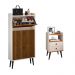 Kit Quarto Sapateira Vertical 3 Gavetas Basculantes Dark Off White/Ripado e Mesinha Lateral Pequena Nicho Organizador Dream Off White/Cinamomo – RPM