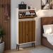 Kit Quarto Sapateira Vertical 3 Gavetas Basculantes Dark Off White/Ripado e Mesinha Lateral Pequena Nicho Organizador Dream Off White/Cinamomo – RPM