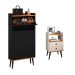 Kit Quarto Sapateira Vertical 3 Gavetas Basculantes Dark Preto/Cinamomo e Mesinha Lateral Pequena com Nicho Organizador Dream Off White/Cinamomo – RPM