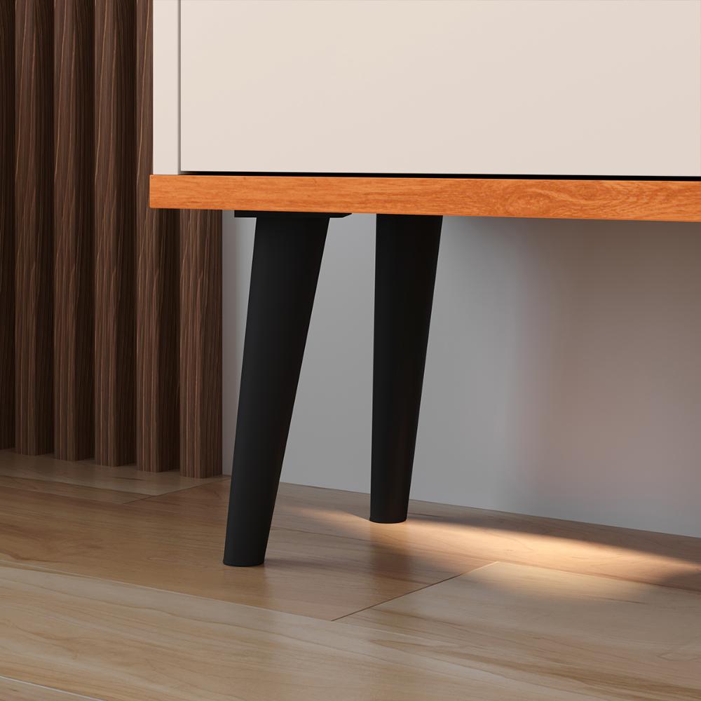 Kit Quarto Sapateira Vertical 3 Gavetas Basculantes Dark e Mesinha Lateral Pequena com Nicho Organizador Dream Off White/Cinamomo – RPM