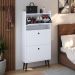 Kit Sapateira Vertical 3 Gavetas Basculantes Dark Branco e 2 Mesinhas Canto Quarto Nicho Decorativo Dream Preto/Cinamomo RPM