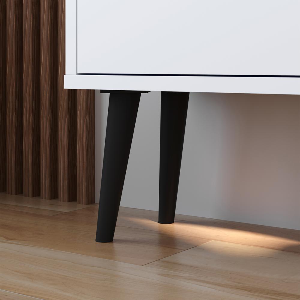 Kit Sapateira Vertical 3 Gavetas Basculantes Dark Branco e 2 Mesinhas Canto Quarto Nicho Decorativo Dream Preto/Cinamomo RPM