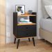Kit Sapateira Vertical 3 Gavetas Basculantes Dark Branco e 2 Mesinhas Canto Quarto Nicho Decorativo Dream Preto/Cinamomo RPM