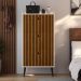 Kit Sapateira Vertical 3 Gavetas Basculantes Dark Off White/Ripado e 2 Mesinhas Canto Quarto Nicho Decorativo Dream Preto/Cinamomo RPM