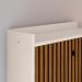 Kit Sapateira Vertical 3 Gavetas Basculantes Dark Off White/Ripado e 2 Mesinhas Canto Quarto Nicho Decorativo Dream Preto/Cinamomo RPM
