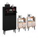 Kit Sapateira Vertical 3 Gavetas Basculantes Dark Preto e 2 Mesinhas Canto Quarto Nicho Decorativo Dream Off White/Cinamomo RPM