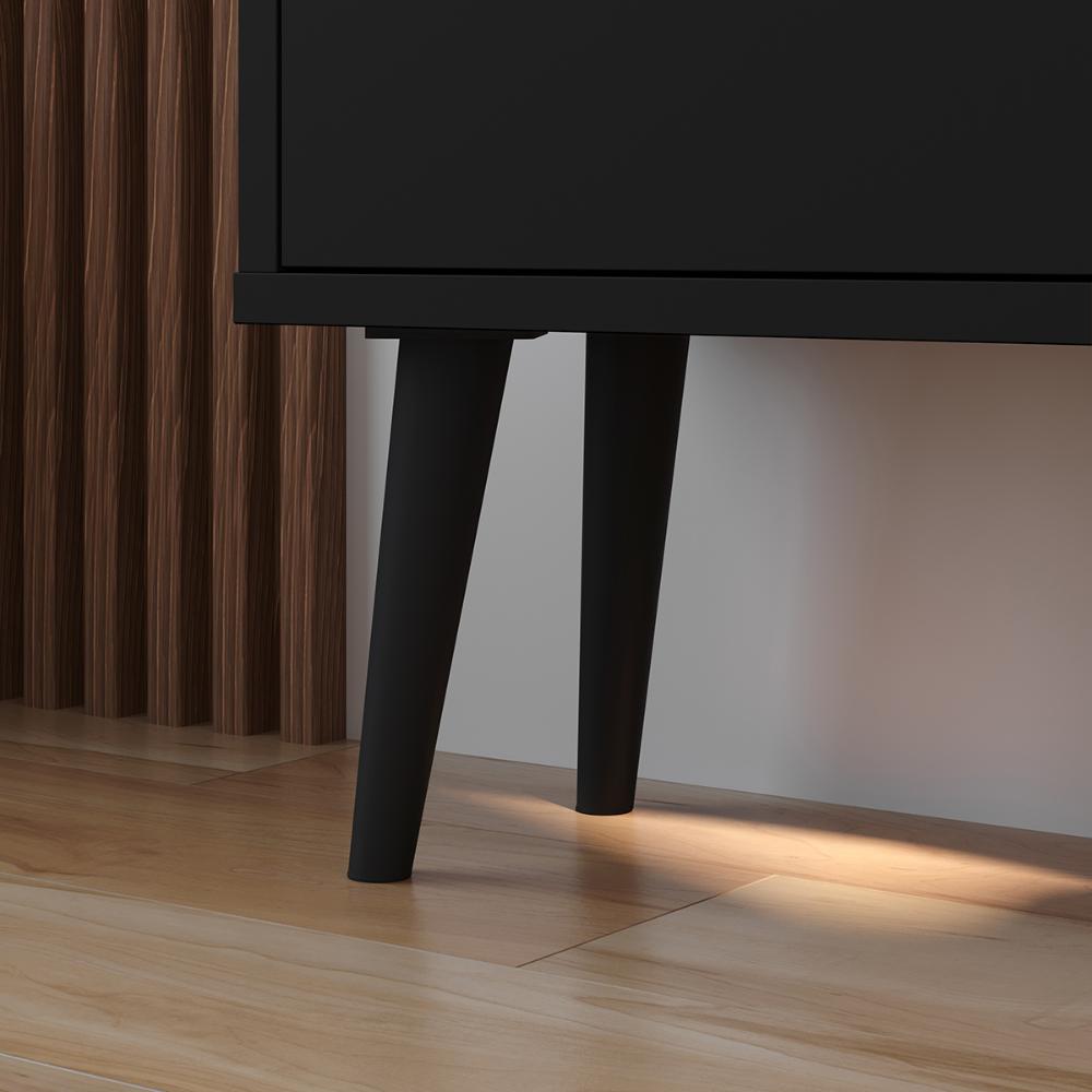 Kit Sapateira Vertical 3 Gavetas Basculantes Dark Preto e 2 Mesinhas Canto Quarto Nicho Decorativo Dream Preto/Cinamomo RPM