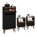 Kit Sapateira Vertical 3 Gavetas Basculantes Dark e 2 Mesinhas Canto Quarto Nicho Decorativo Dream - Preto/Cinamomo- RPM