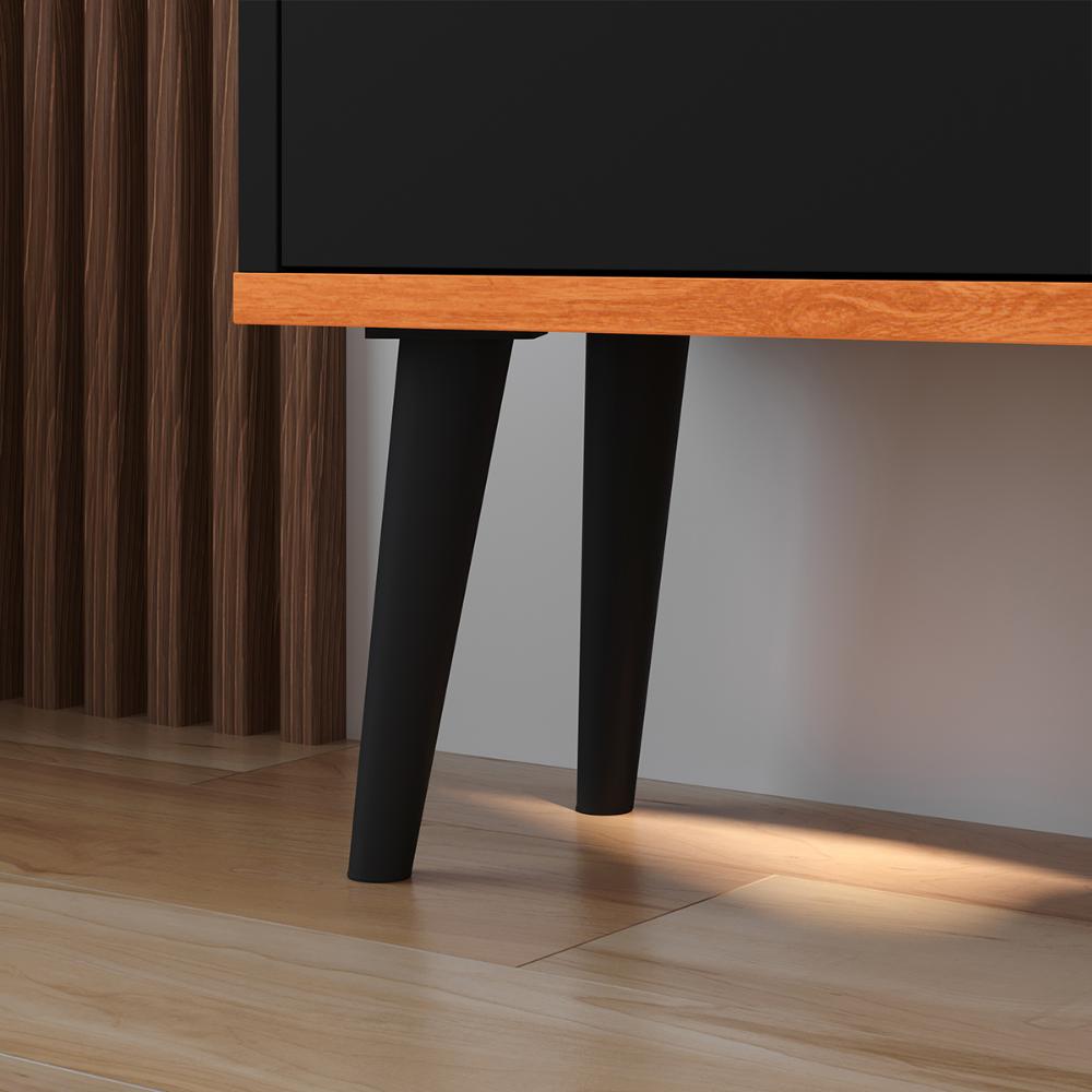 Kit Sapateira Vertical 3 Gavetas Basculantes Dark e 2 Mesinhas Canto Quarto Nicho Decorativo Dream - Preto/Cinamomo- RPM