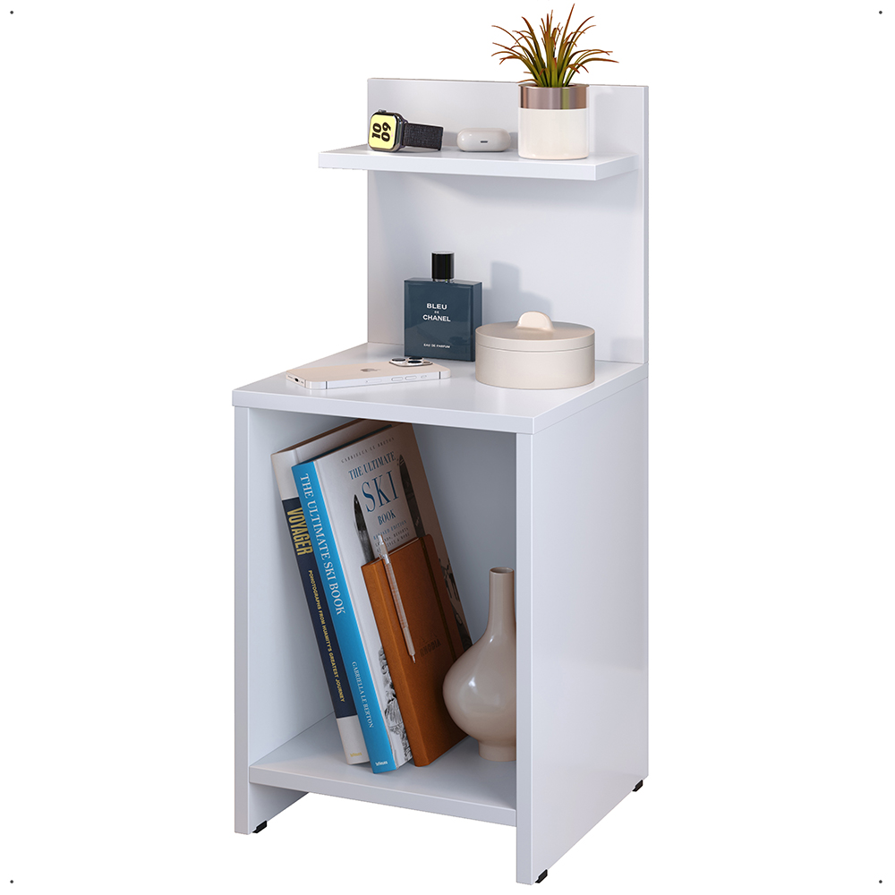 Mesa Cabeceira Fantasy Nicho Porta Objetos Prateleira Organizadora Mesinha Lateral Decoração Quarto Branco - Lojas RPM