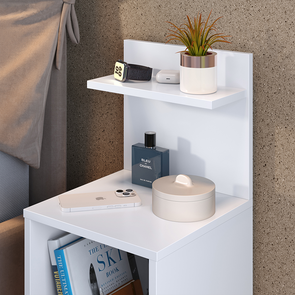 Mesa Cabeceira Fantasy Nicho Porta Objetos Prateleira Organizadora Mesinha Lateral Decoração Quarto Branco - Lojas RPM