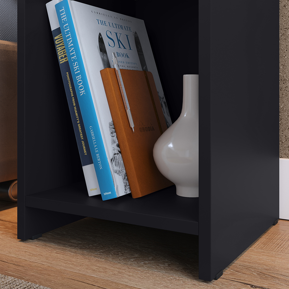 Mesa Cabeceira Fantasy Nicho Porta Objetos Prateleira Organizadora Mesinha Lateral Decoração Quarto Preto - Lojas RPM