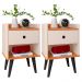 Mesa Cabeceira Off White/Cinamomo 1 Gaveta Organizadora Nicho Aberto Decorativo Pés Palito Retrô Mesinha Quarto Pés Preto - RPM Móveis
