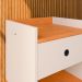 Mesa Cabeceira Off White/Cinamomo 1 Gaveta Organizadora Nicho Aberto Decorativo Pés Palito Retrô Mesinha Quarto Pés Preto - RPM Móveis