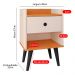 Mesa Cabeceira Off White/Cinamomo 1 Gaveta Organizadora Nicho Aberto Decorativo Pés Palito Retrô Mesinha Quarto Pés Preto - RPM Móveis
