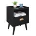 Mesa de Cabeceira Nicho Mesinha Quarto 1 Gaveta Puxador Concha Lauren Estilo Retrô - Preto - Lojas RPM