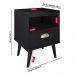 Mesa de Cabeceira Nicho Mesinha Quarto 1 Gaveta Puxador Concha Lauren Estilo Retrô - Preto - Lojas RPM