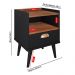 Mesa de Cabeceira Nicho Mesinha Quarto 1 Gaveta Puxador Concha Lauren Estilo Retrô - Preto/Freijó - Lojas RPM