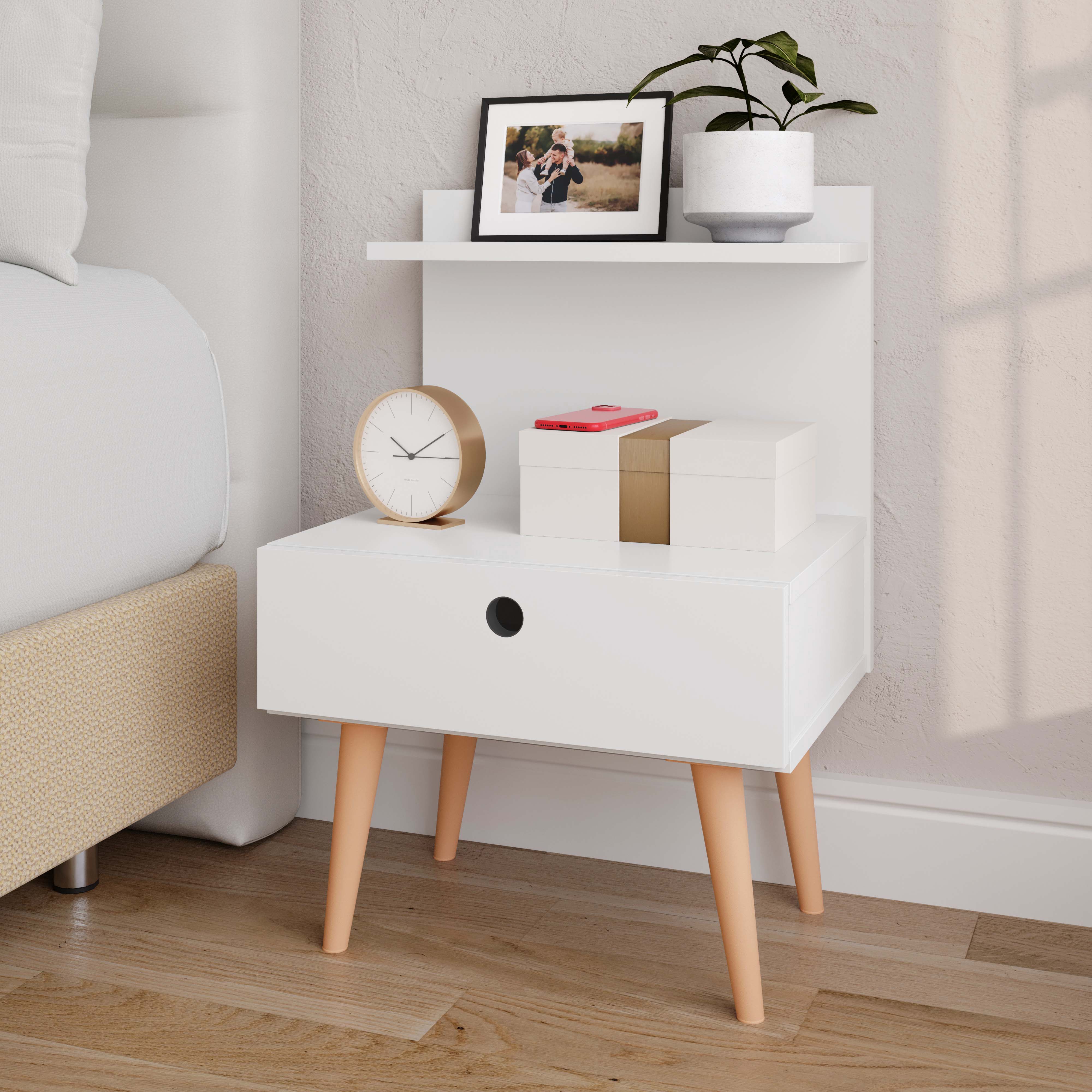 Mesa de Cabeceira Nina cor Branco