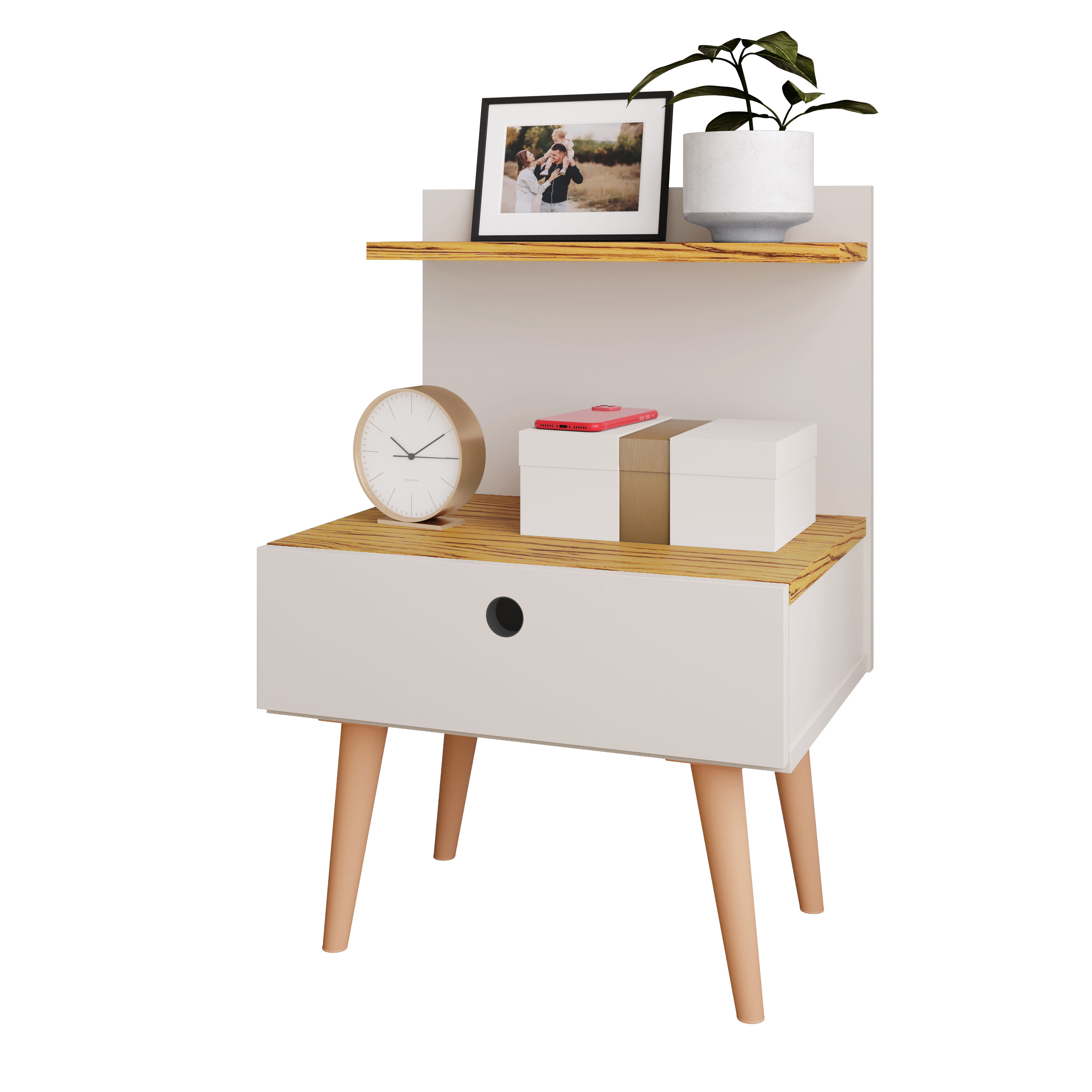 Mesa de Cabeceira Nina cor Off white / Nature