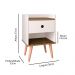 Mesa de Cabeceira Pequena 1 Gaveta Mesinha Suporte Cantinho Leitura Criado Estilo Retrô - Off White/ Freijó - Lojas RPM
