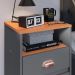 Mesa de Cabeceira Pequena Mesinha Com Gavetas Moderna Nicho Organizador Retrô Canto Quarto Classic New - Cinza/Cinamomo - RPM