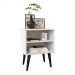 Mesa de Cabeceira Pequena Prateleira Nicho Decorativo Apoio Lateral Cama Quarto Casal Solteiro - Branco/Preto - RPM Móveis