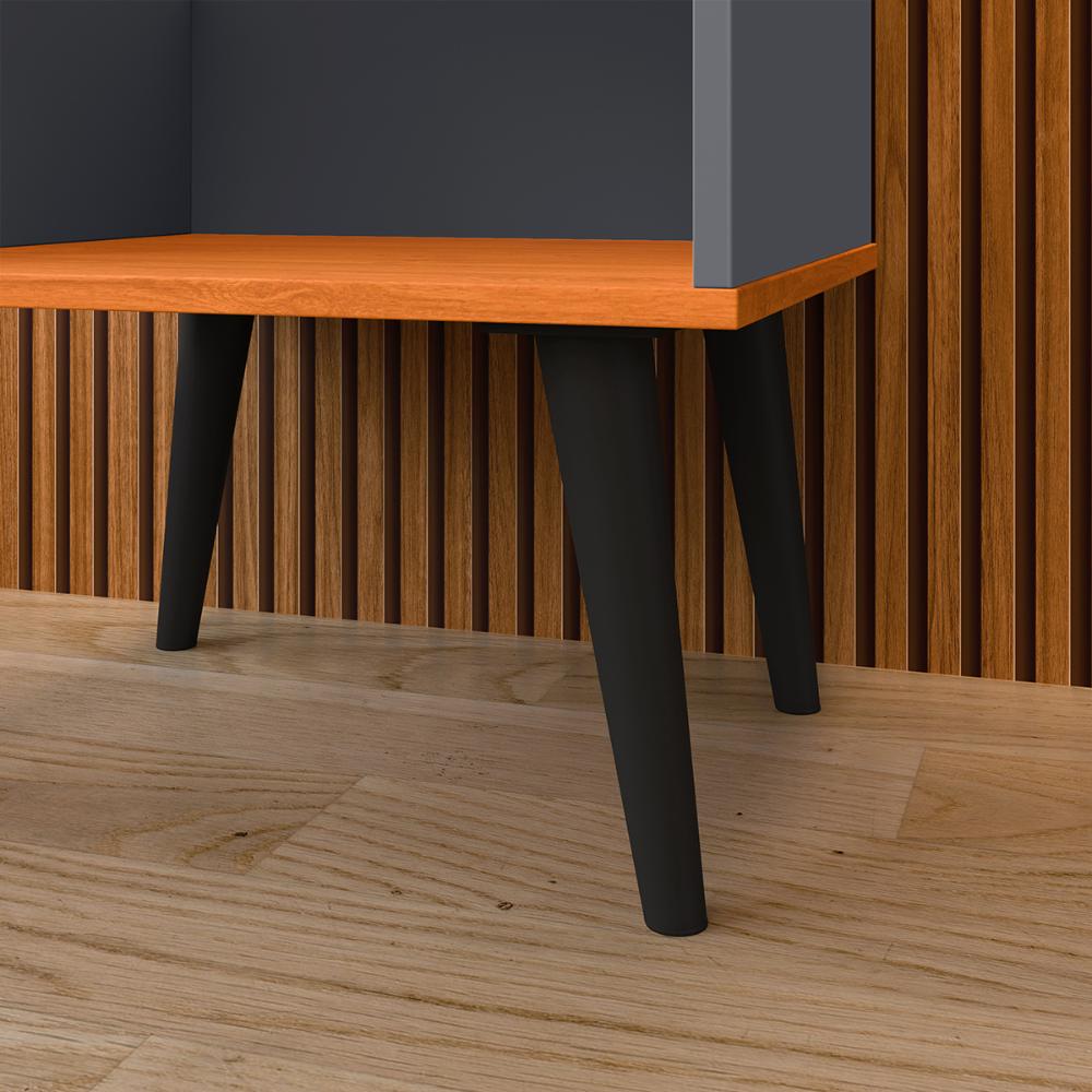 Mesa de Cabeceira Pequena Prateleira Nicho Decorativo Apoio Lateral Cama Quarto Casal Solteiro - Cinza/Cinamomo - RPM Móveis