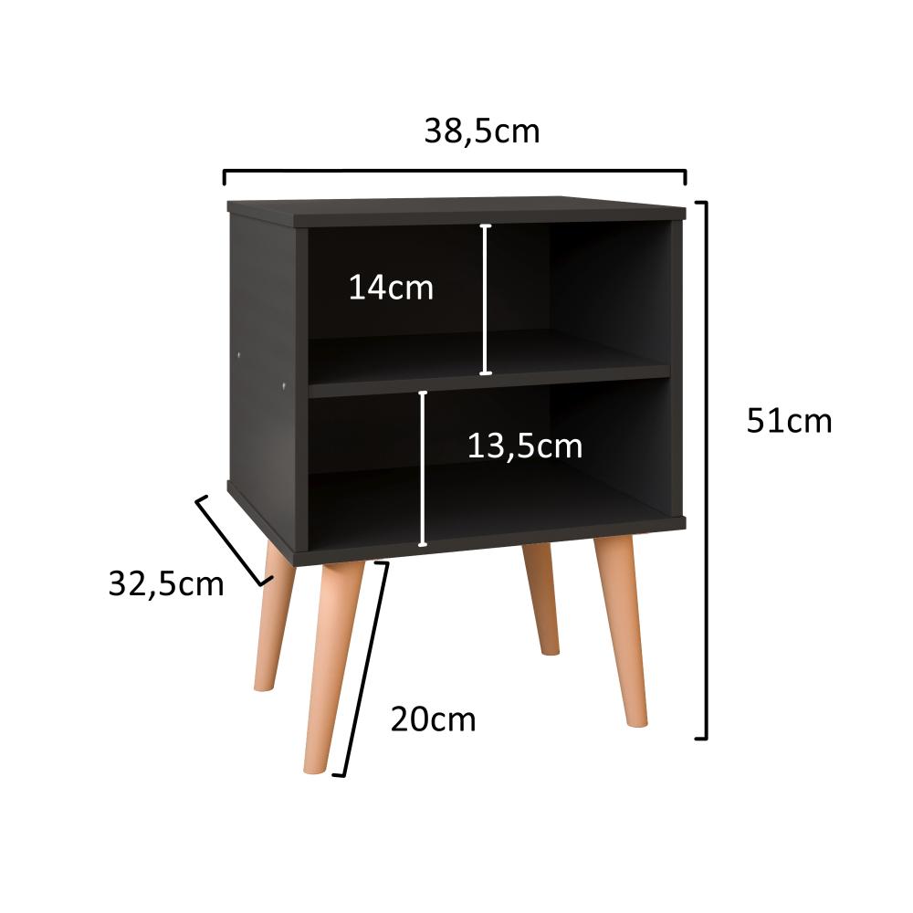 Mesa de Cabeceira Pequena Prateleira Nicho Decorativo Apoio Lateral Cama Quarto Casal Solteiro - Preto - RPM 