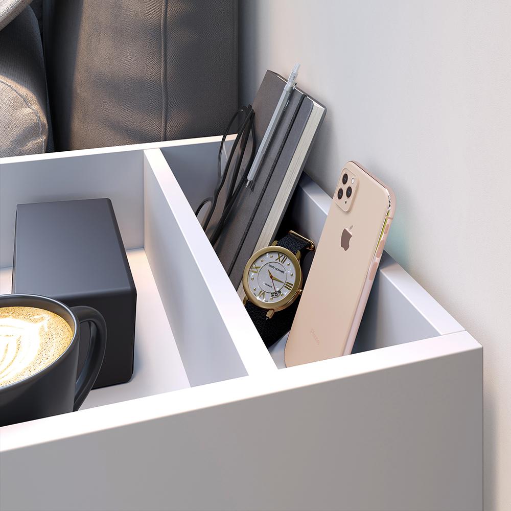 Mesa de Cabeceira Suspensa Madri Divisória Organizadora Nicho Mesinha Decorativa Quarto Casal Solteiro - Branco - RPM Móveis
