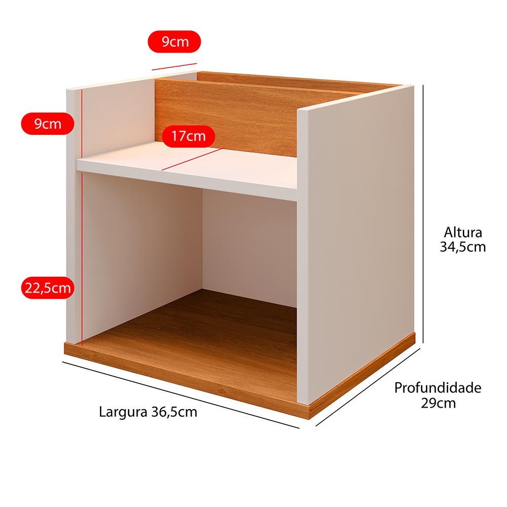 Mesa de Cabeceira Suspensa Madri Divisória Organizadora Nicho Mesinha Decorativa Quarto Casal Solteiro - Off White/Cinamomo - RPM Móveis