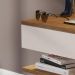 Mesa de Cabeceira Suspensa Mesinha com Gaveta Nicho Organizador Canto Lateral Cama Quarto Pequeno Decor - Freijó/Off - RPM Móveis
