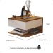 Mesa de Cabeceira Suspensa Mesinha com Gaveta Nicho Organizador Canto Lateral Cama Quarto Pequeno Decor - Freijó/Off - RPM Móveis