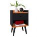 Mesinha Quarto Lateral Cama Mesa Cabeceira 1 Gaveta Organizadora Pés Palito Retrô - Preto/Cinamomo - RPM Móveis