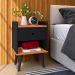 Mesinha Quarto Lateral Cama Mesa Cabeceira 1 Gaveta Organizadora Pés Palito Retrô - Preto/Cinamomo - RPM Móveis