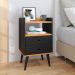 Mesinha de Cabeceira Canto Quarto Mesa Auxiliar 2 Gavetas Nicho Apoio Lateral Cama  Dream - Preto/Cinamomo - RPM