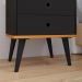 Mesinha de Cabeceira Canto Quarto Mesa Auxiliar 2 Gavetas Nicho Apoio Lateral Cama  Dream - Preto/Cinamomo - RPM