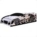 Mini Cama Infantil Carro Corrida Speedy MDF Montessoriana Proteção Lateral Decoração Kids Tema Quarto Menino - Branco/Preto – RPM