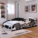 Mini Cama Infantil Carro Corrida Speedy MDF Montessoriana Proteção Lateral Decoração Kids Tema Quarto Menino - Branco/Preto – RPM
