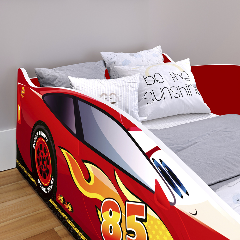 Mini Cama Infantil Carro Corrida Turbo 85 MDF Montessoriana Segura Decoração Temática Piloto Quarto Criança Menino - Vermelho - RPM Móveis