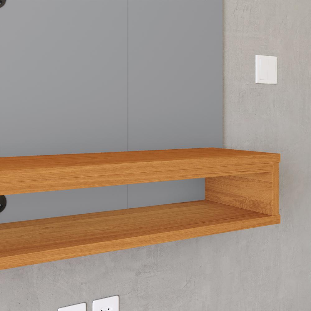 Painel Cissa Tv 32 36 39 40 42 46 47 50 Polegadas Prateleira Inferior Nicho Decorativo Suspenso Quarto Sala - Cinza/Cinamomo - RPM Móveis