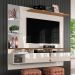 Painel Intense 1.83 Tv Até 55 Polegadas Prateleiras Laterais em Vidro Espelhos Decorativos 2 Portas Basculante Sala Estar - Off White/Damasco - RPM Móveis