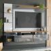 Painel Intense 1.83 Tv Até 55 Polegadas Prateleiras Laterais em Vidro Espelhos Decorativos 2 Portas Sala Estar - Cinza Perolizado/Tauari - RPM Móveis