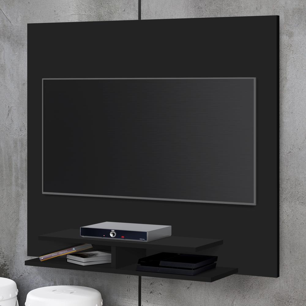 Painel Quênia Tv 32 Polegadas Prateleira Organizadora Porta Objetos Decoração Sala Quarto Multiuso - Preto - RPM Móveis